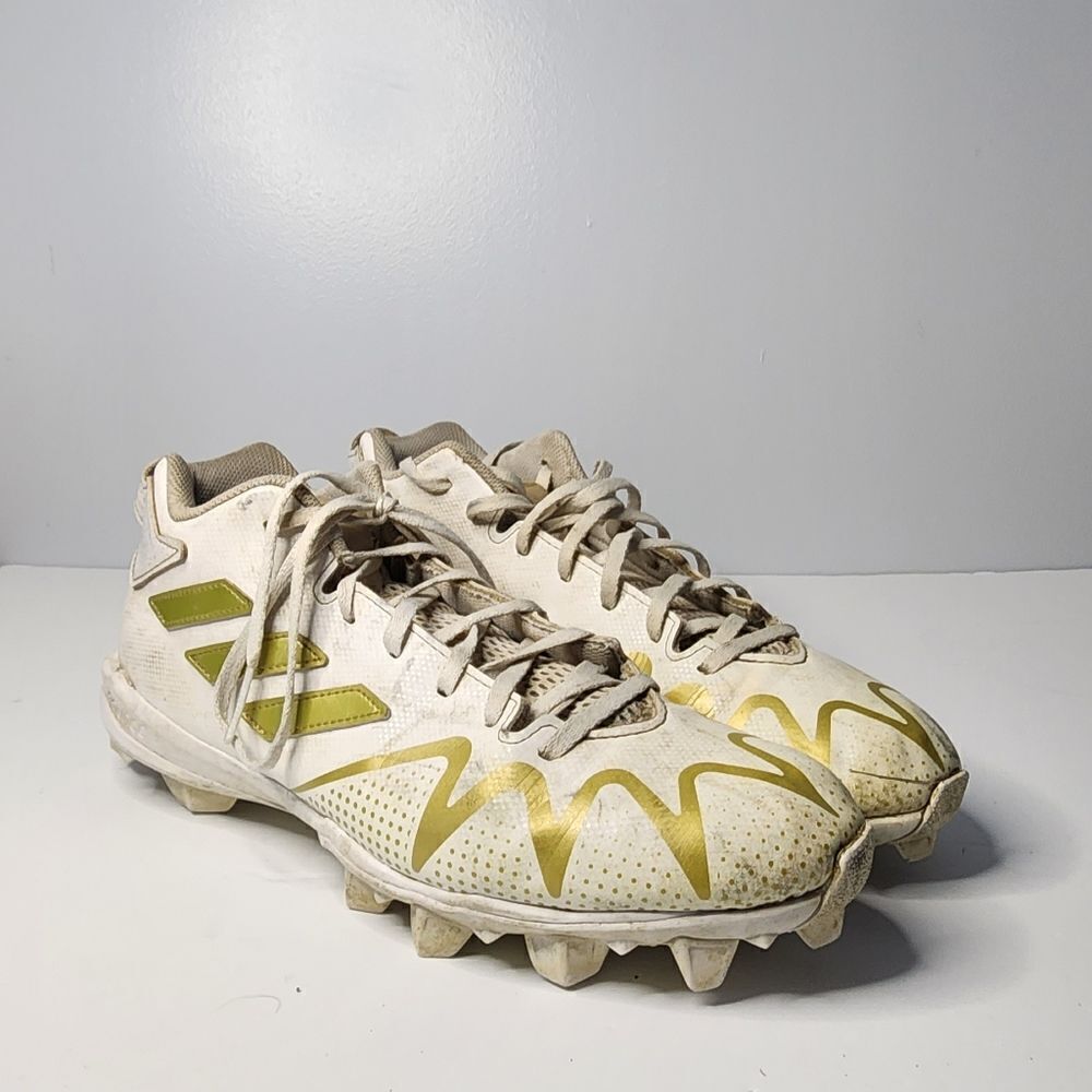 Adidas Men's Size 11 Freak Spark Md White-Gold Football Cleats Moulded Gw3392